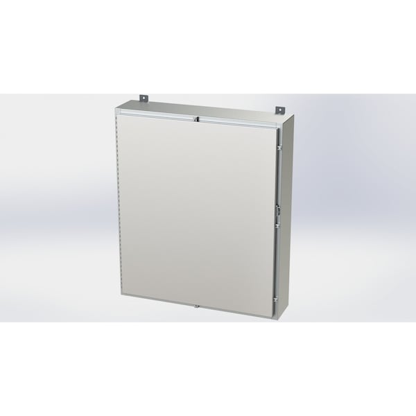 Padlockable Hasp Electrical Enclosures, 42 in H, 8 in D, 36 in W, NEMA 4X, 316 Stainless Steel